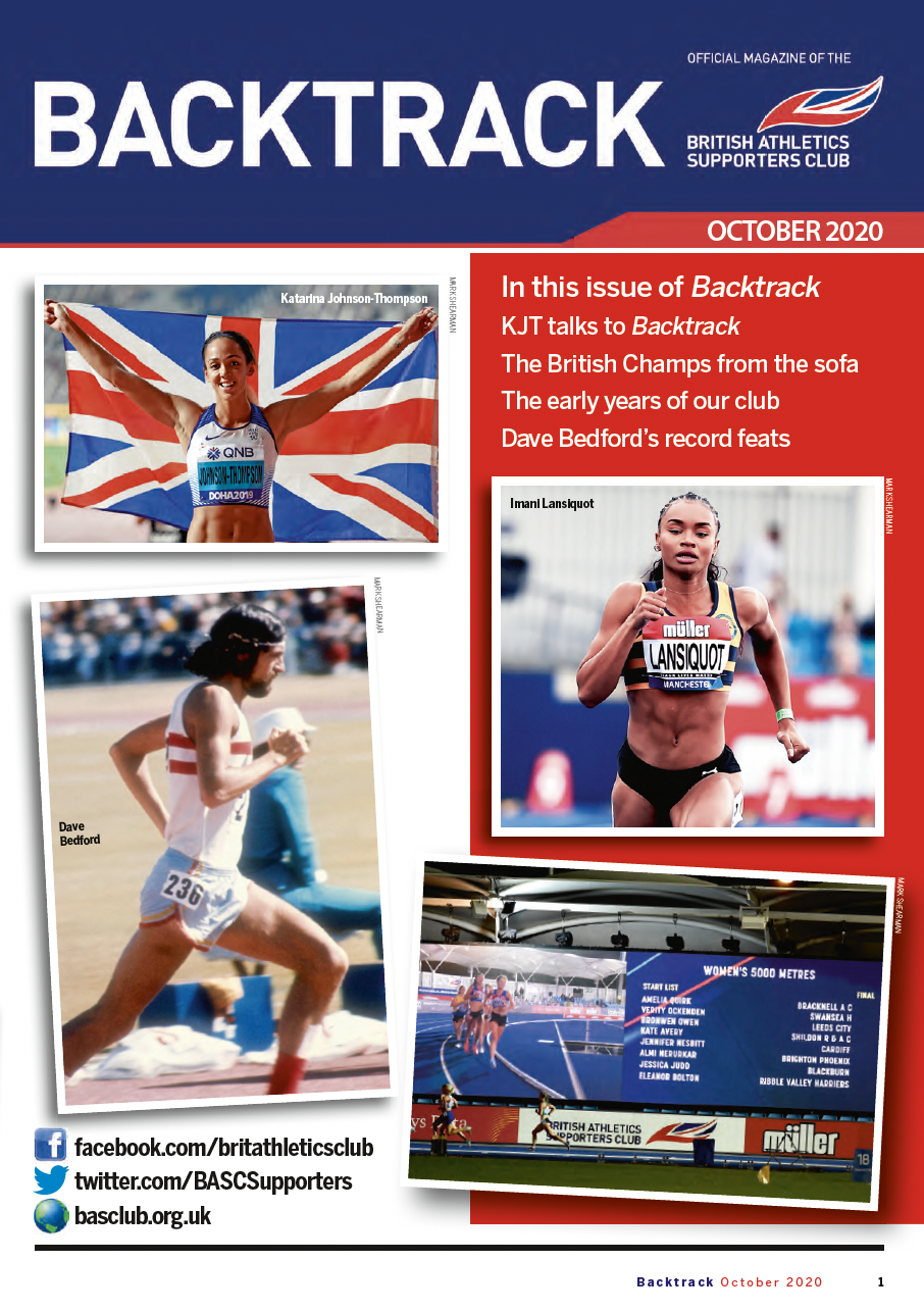 Backtrack magazine for BASC British Athletics Supporters Club Autumn 2020
